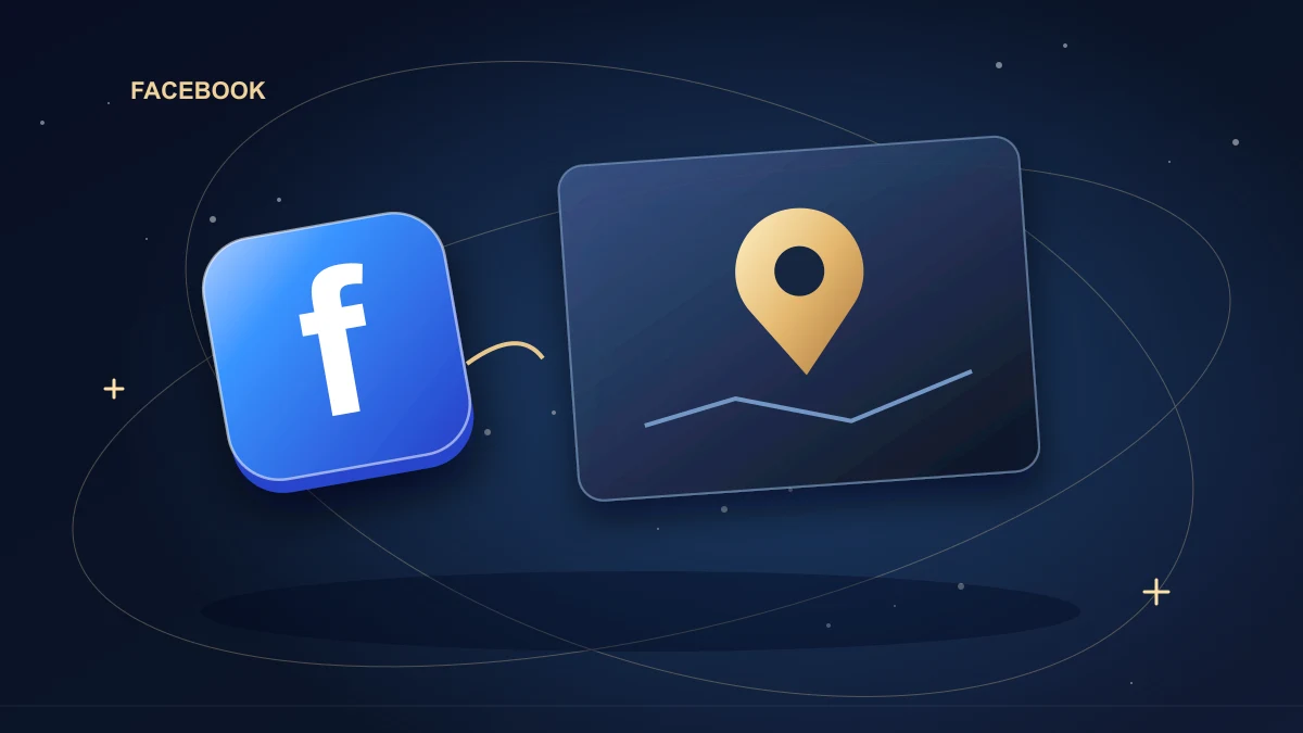 Facebook tile beside a local map pin and practical content cards