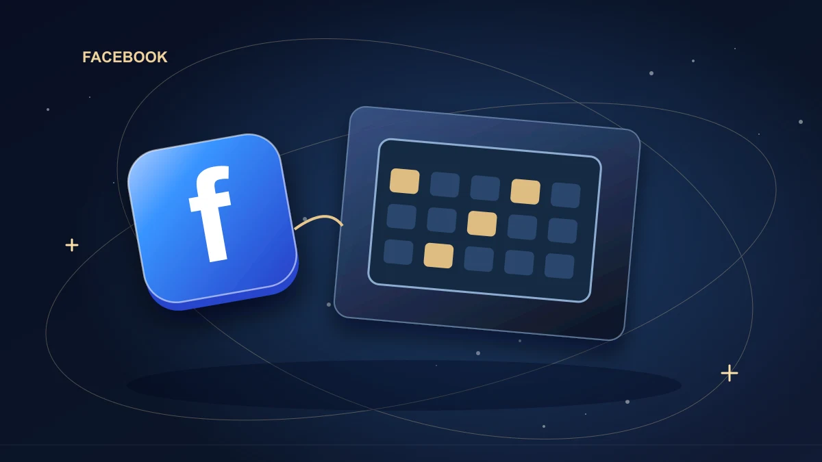 Facebook tile over a weekly calendar with spaced content cards