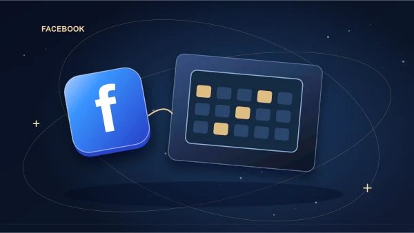 Facebook tile over a weekly calendar with spaced content cards