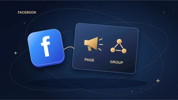 Facebook broadcast card beside a connected discussion circle