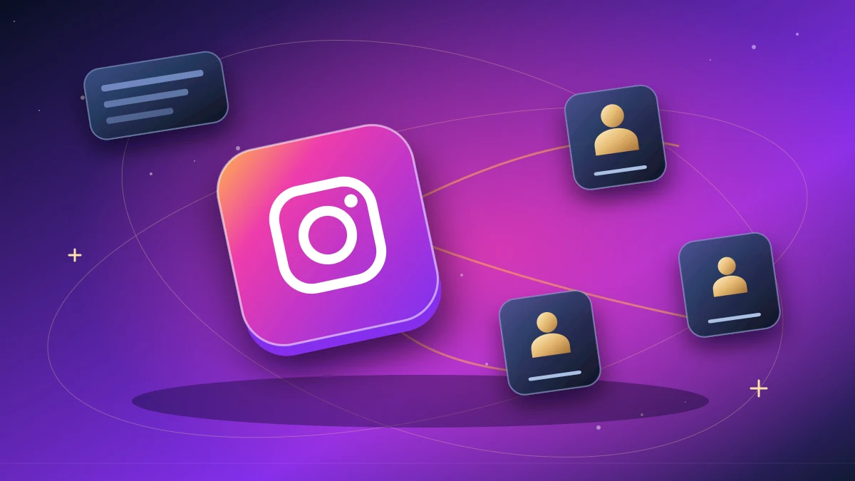 Instagram profile card connected to a growing network of audience cards
