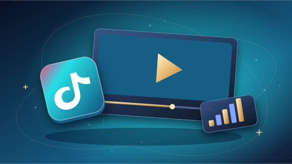 TikTok play screen with a viewing path and dimensional analytics bars