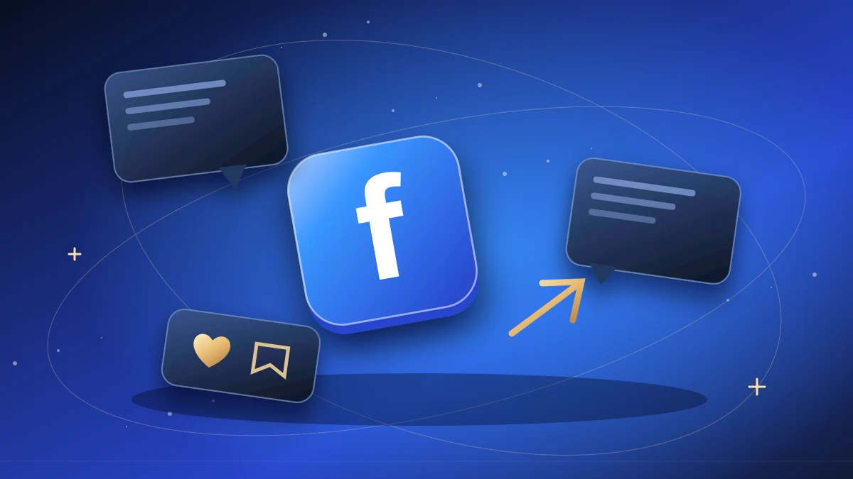 Facebook discussion cards with branching replies and reaction tokens