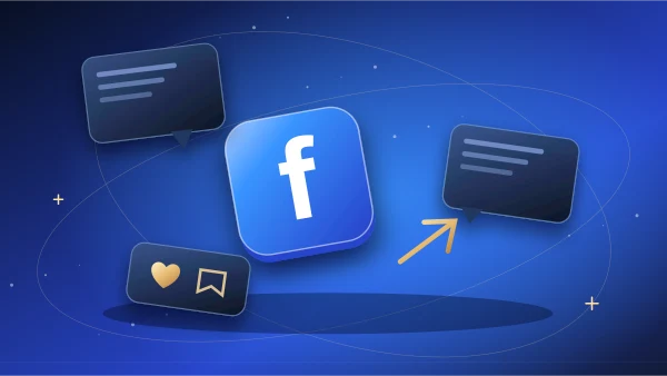 Facebook discussion cards with branching replies and reaction tokens