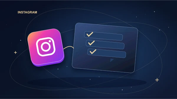 Instagram discussion bubbles surrounding a gold question card and reply thread