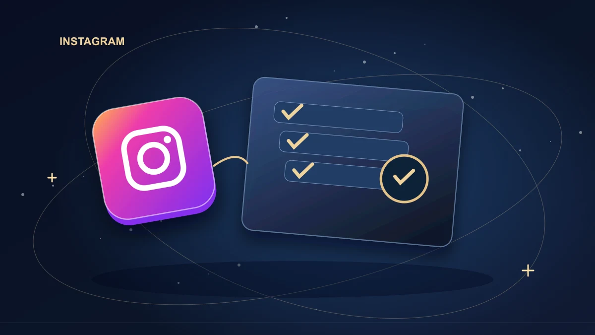 Instagram content cards sorted into keep, improve and retire columns on a gold-edged dashboard