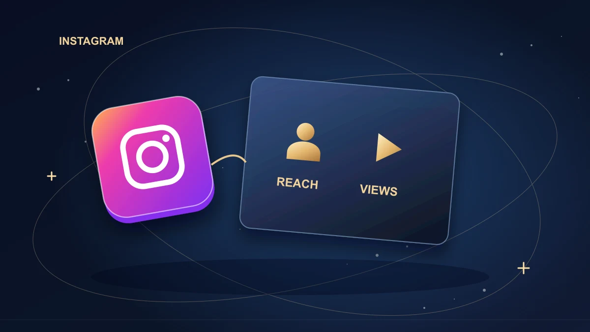 Two Instagram analytics panels comparing unique audience circles with repeated play symbols