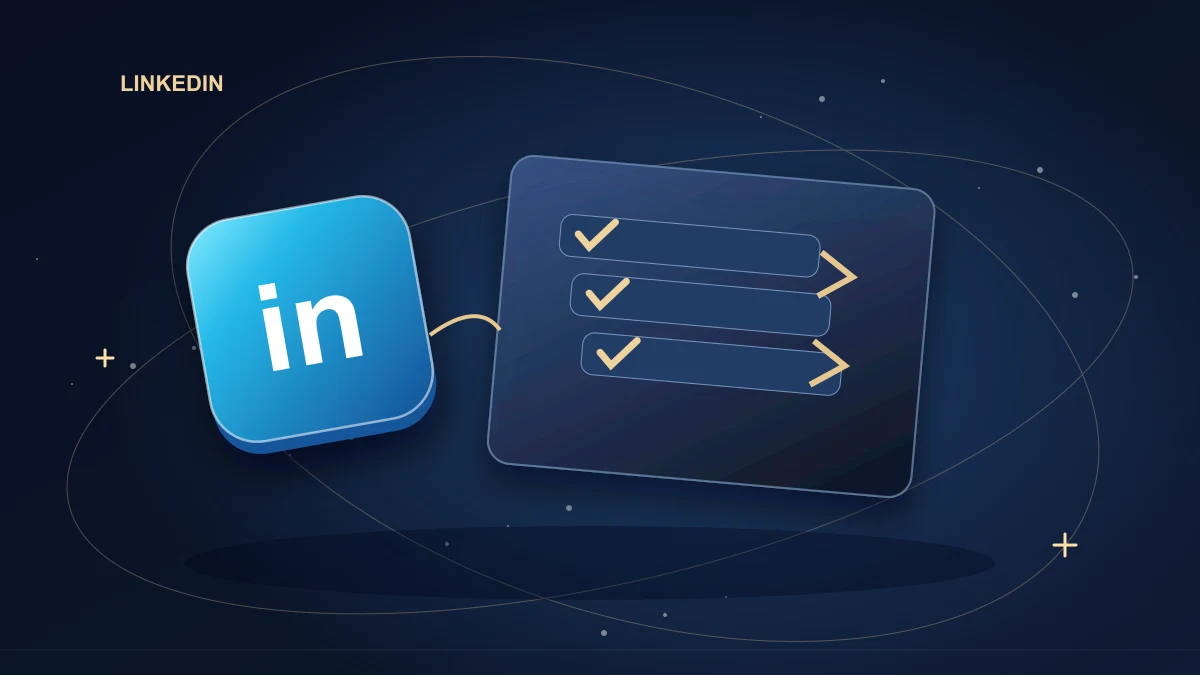 LinkedIn discussion cards connected by a gold conversation path