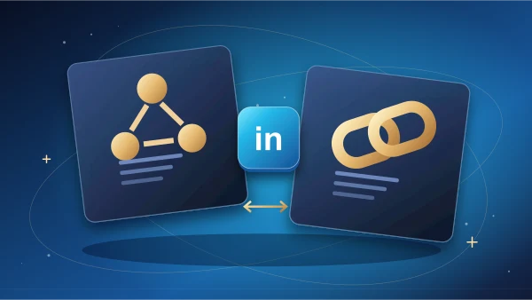 Two LinkedIn network diagrams showing one-way following and mutual connections