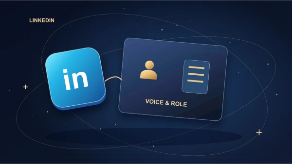 LinkedIn personal identity card beside an official company publishing card