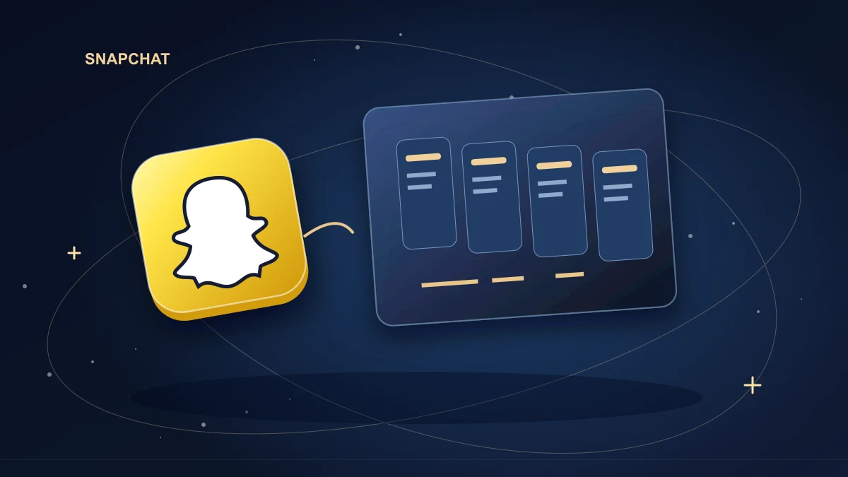 Snapchat story frames joined by a retention path with one visible gap
