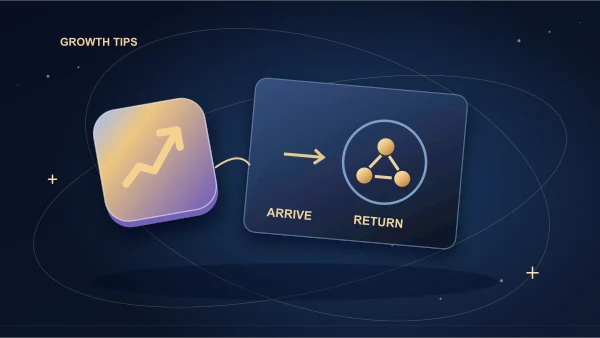 Gold audience loop beside an incoming discovery path and balanced platform cards