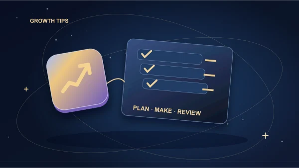 Navy editorial calendar with gold task cards and platform markers
