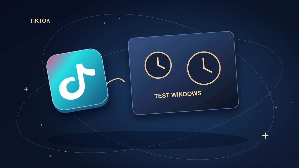 TikTok tile between two scheduling clocks and a comparison chart