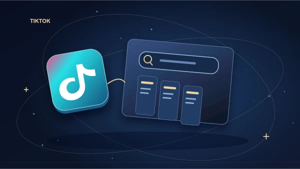 TikTok search field connected to focused question cards
