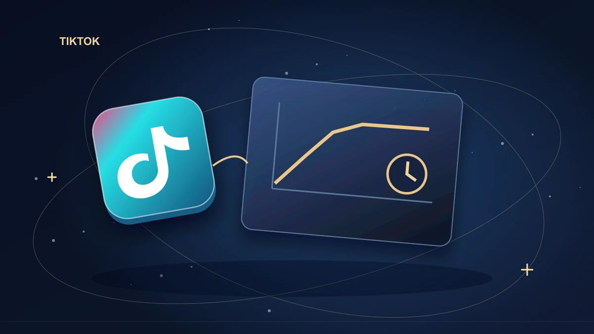 TikTok trajectory rising then flattening beside an observation clock