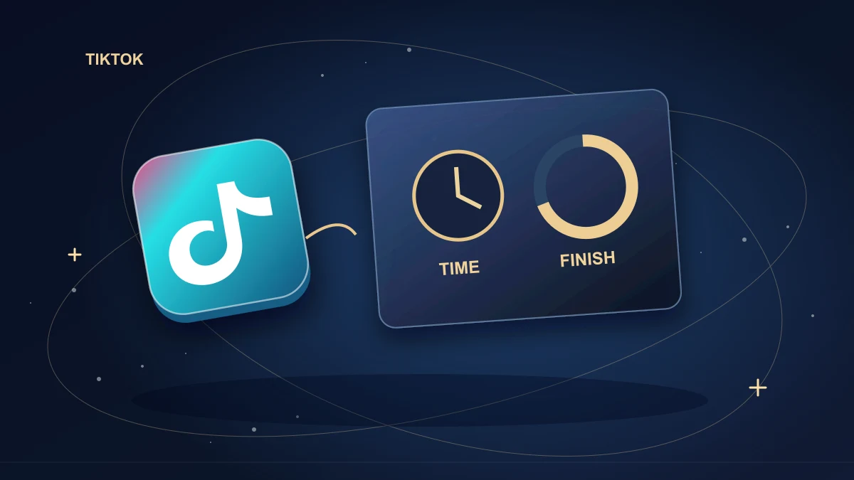 TikTok timeline paired with a duration dial and completion ring