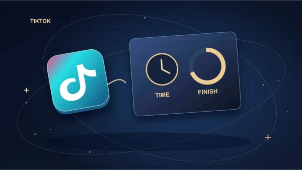 TikTok timeline paired with a duration dial and completion ring